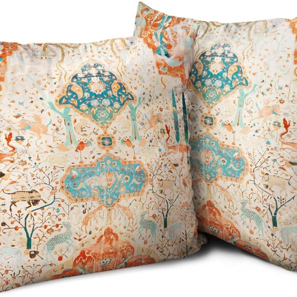 NEW 🔅 Boho Accent Orange Throw Pillow Covers 18" Velvet Soft Bed Cushion - Picture 3 of 6